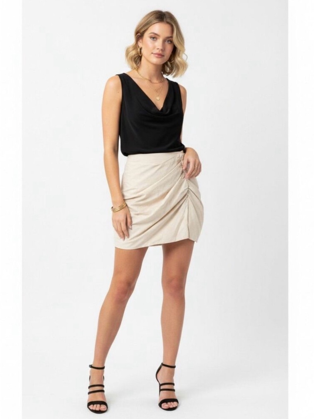 Amanda Uprichard Cream Ruched Skort
